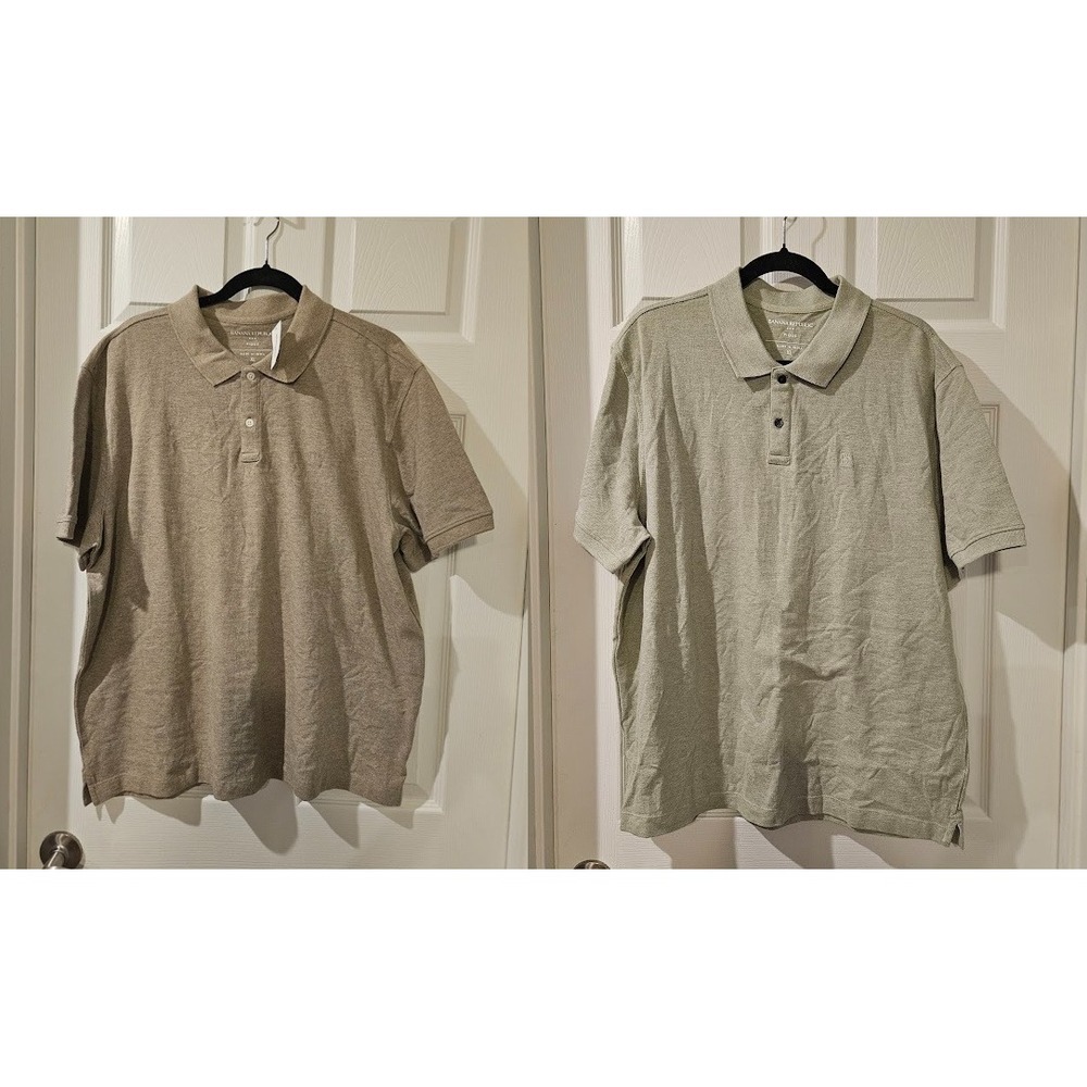 Banana Republic Mens Pique Polo Bundle XL Truffle Brown &‎ Mid Green Heather NWT